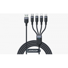 Laidas USB - USB C, 2xiPhone (lightning 8pin), micro USB (4-in-1) 3.5A 1.2m pintas juodas Joyroom S-A18